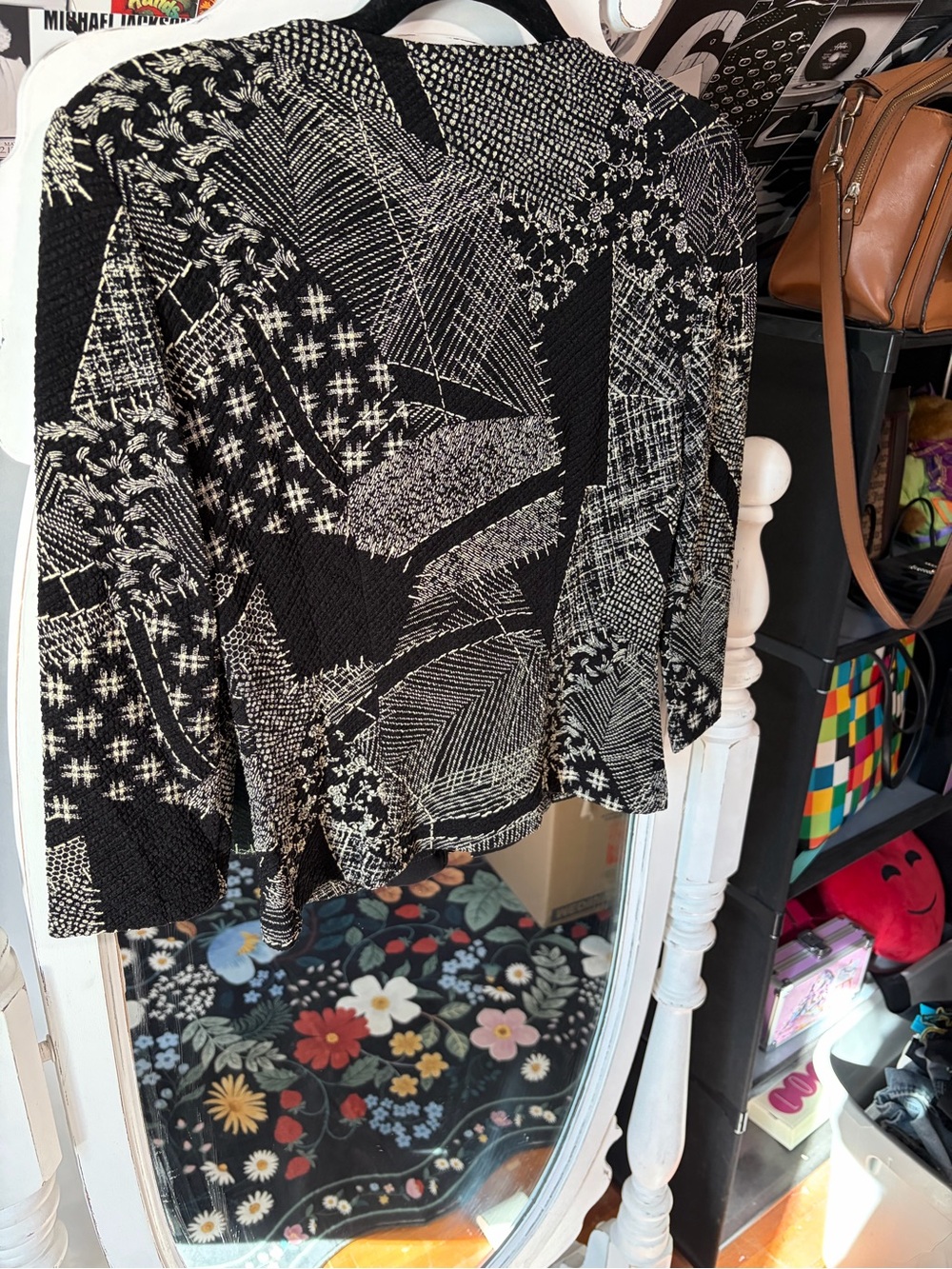 Joseph Ribkoff Black & Ivory Patterned Zip Jacket - Picture 7 of 9